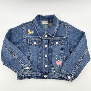 Arizona Jean Company Girls Size 5 Denim Jacket Butterfly Embroidery